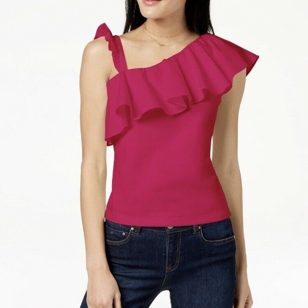 The Edit By Seventeen Juniors Ruffled Top Fuchsia
